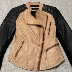 Zara motorcycle genuine leather jacket